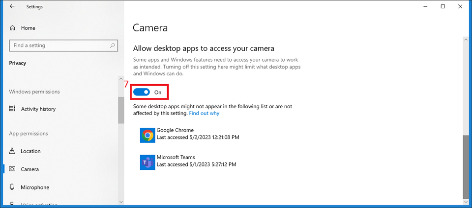 Allow Desktop to Access Camera